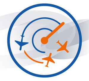 Icon Luftverkehr in den Farben Orange und Dunkelblau