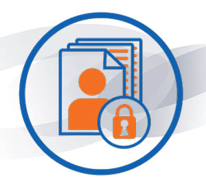 Icon Datenschutz in blau und orange
